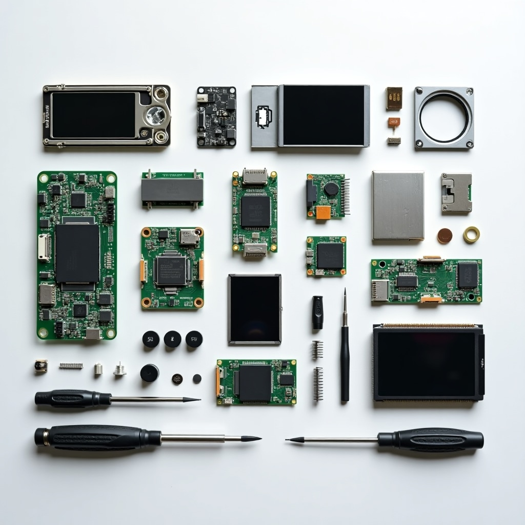 Disassembled hardware wallet components with diagnostic tools